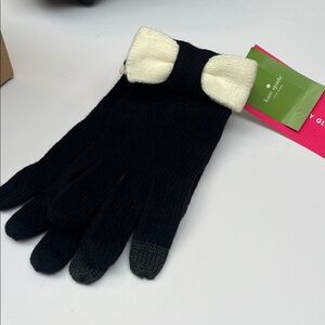 Kate Spade Black Gloves with Ivory Bow